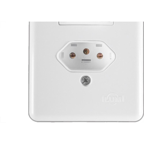 Conjunto Ilumi Stylus Branco Com Placa 1 Simples + Tomada 2P+T. 20A. 20201