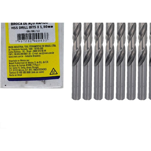 Broca Aco Rapido Irwin 1,5 Mm - Kit C/10 Pecas