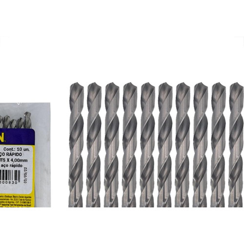 Broca Aco Rapido Irwin 4,0 Mm - Kit C/10 Pecas