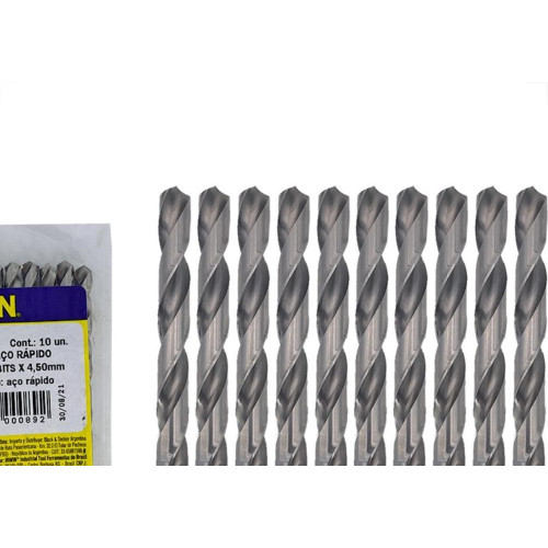 Broca Aco Rapido Irwin 4,5 Mm - Kit C/10 Pecas