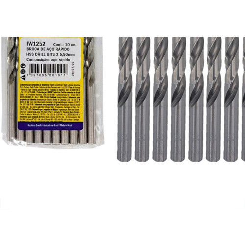 Broca Aco Rapido Irwin 5,5 Mm - Kit C/10 Pecas