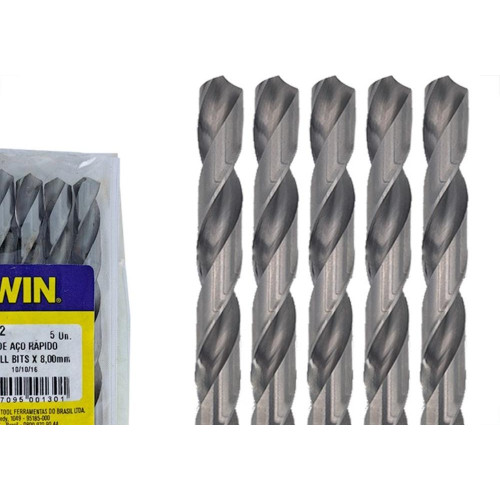 Broca Aco Rapido Irwin 8,0 Mm - Kit C/5 Pecas