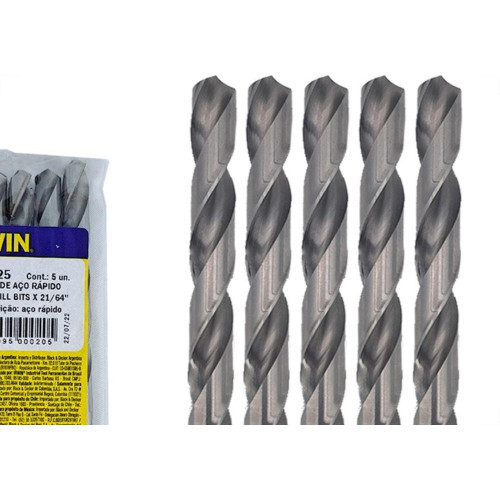 Broca Aco Rapido Irwin   21/64'' - Kit C/5 Pecas