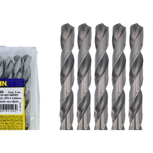Broca Aco Rapido Irwin 9,5 Mm - Kit C/5 Pecas