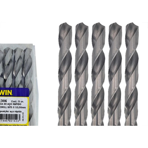 Broca Aco Rapido Irwin 10,0 Mm - Kit C/5 Pecas