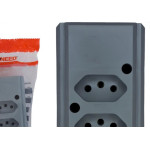 Tomada Barra Interneed 2 Polos +Terra Cinza 20A. Dupla
