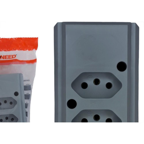 Tomada Barra Interneed 2 Polos +Terra Cinza 20A. Dupla
