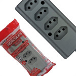 Tomada Barra Interneed 2 Polos +Terra Cinza 20A. Quadrupla