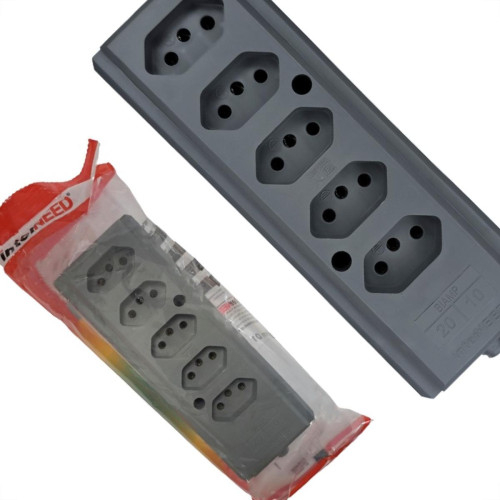 Tomada Barra Interneed 2 Polos +Terra Cinza 20A. Quintupla