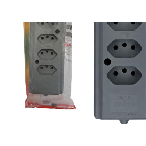 Tomada Barra Interneed 2 Polos +Terra Cinza 20A. Quintupla