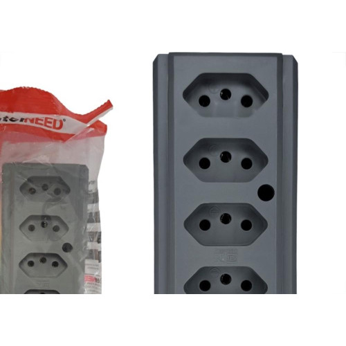Tomada Barra Interneed 2 Polos +Terra Cinza 20A. Quintupla