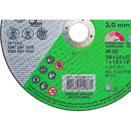 Disco Corte Ferro Norton Ar302 - 7''X1/8''X7/8'' - 3,2Mm - 2 Telas