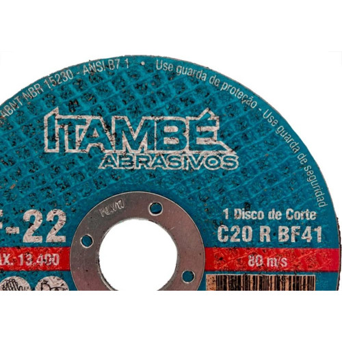 Disco Corte Refratario Itambe 4.1/2''X1/8''X7/8'' - 2 Telas - Cf-22 - Kit C/10 Pecas