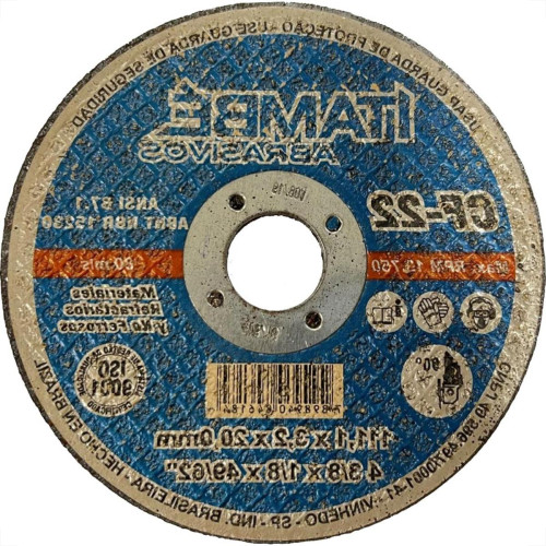 Disco Corte Refratario Itambe 4.3/8''X1/8''X 49,62'' - Furo 20Mm - Makita - Kit C/10 Pecas