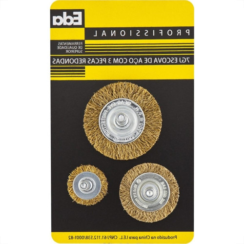 Escova De Aco Circular Eda Jogo Com 3 Pecas Com Haste - 7Gj