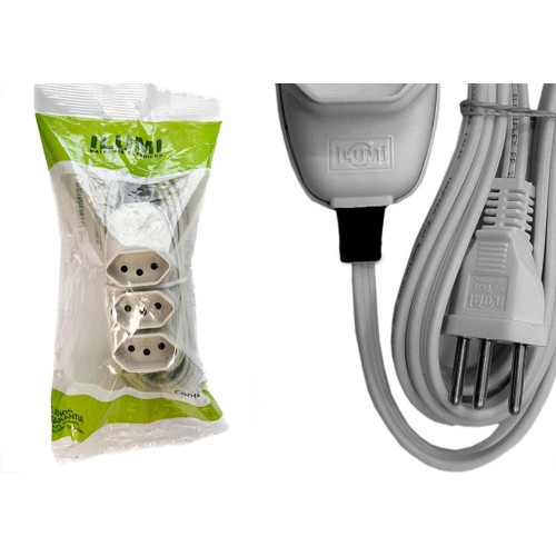 Extensao Ilumi Pp 2 Polos + Terra 10A. - 0,75Mm Cinza - 5M - 17100