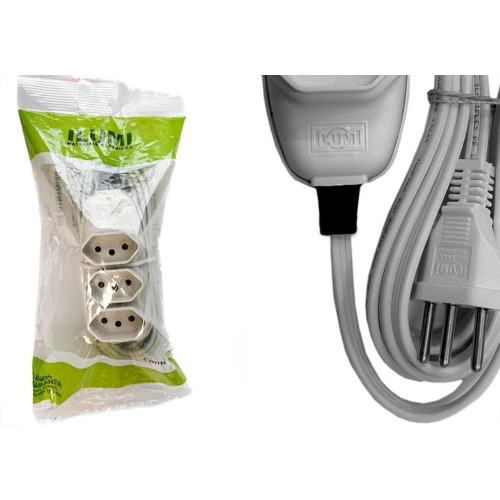 Extensao Ilumi Pp 2 Polos + Terra 10A. - 0,75Mm Cinza -10M - 17200