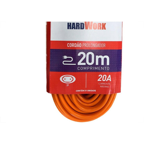 Extensao Daneva Pp Hard Work 2 Polos 20A. 2,5Mm Laranja - 20M