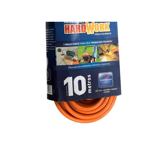 Extensao Daneva Pp Hard Work 2 Polos + Terra 20A. 2,5Mm Laranja - 10M