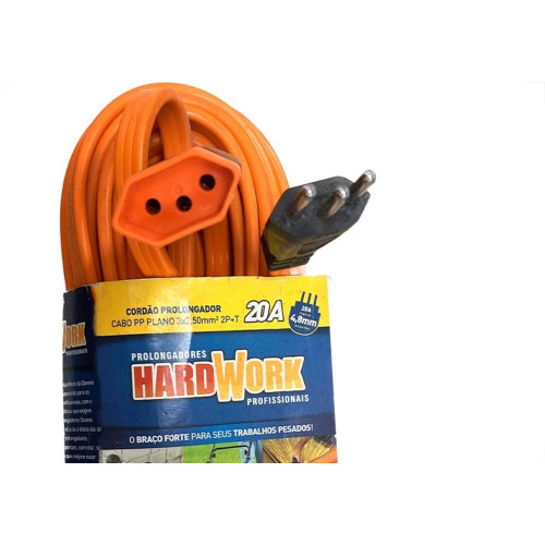 Extensao Daneva Pp Hard Work 2 Polos + Terra 20A. 2,5Mm Laranja - 10M