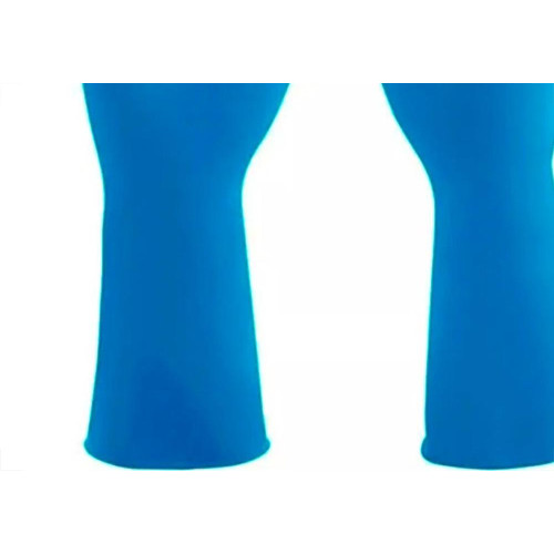 Luva Borracha Mucambo Azul Pro 137 Lisa Antiderrapante - 6-P - Kit C/10 Pares