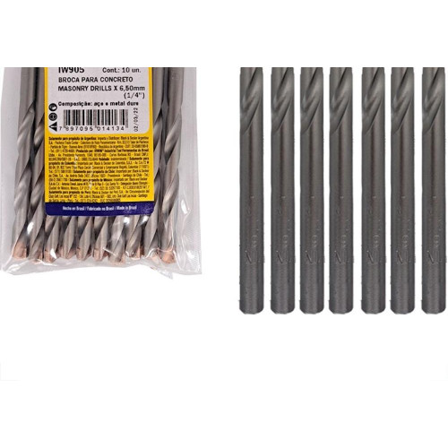 Broca Widea Irwin 6,5 Mm - 1/4'' - Kit C/10 Pecas
