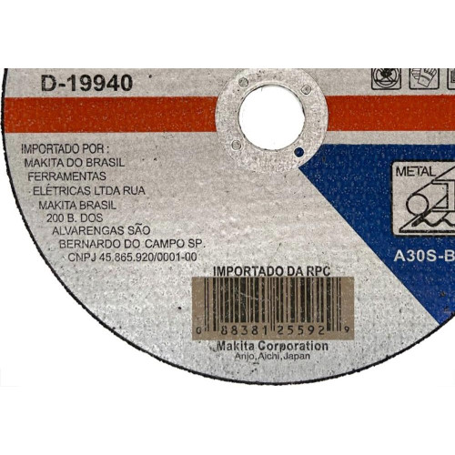 Disco Corte Ferro Makita 7''X3/32''X7/8''- D-19940
