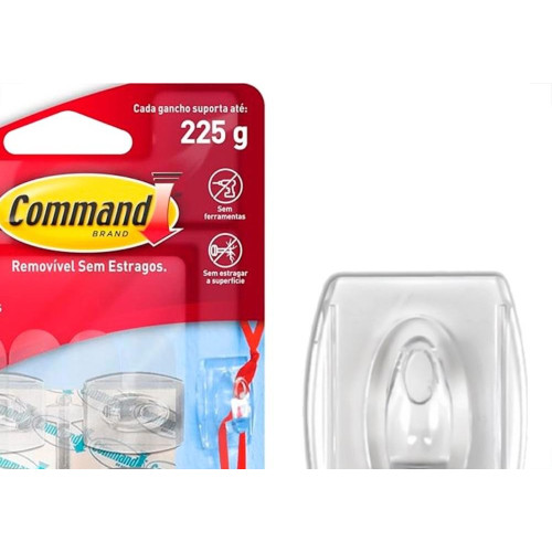Gancho 3M Command Transparente 225G Mini Com 6 Pecas