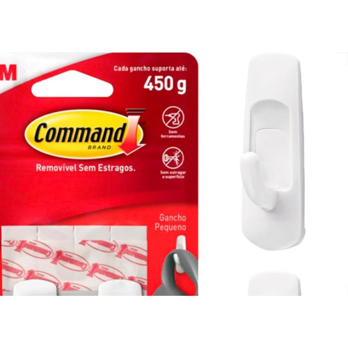 Gancho 3M Command Pequeno 450G Branco Com 2 Pecas