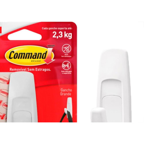 Gancho 3M Command Grande Uso Geral 2,3Kg. Branco Com 1 Peca