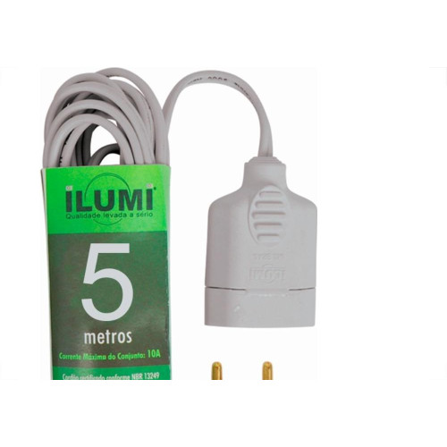 Extensao Ilumi Cordao Prolongador Paralelo 2 Polos 0,75Mm Cinza - 5M - 16813