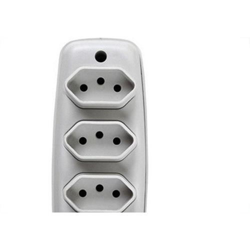 Tomada Barra Ilumi 2P+T. Quadrupla Cinza 10A. 16340