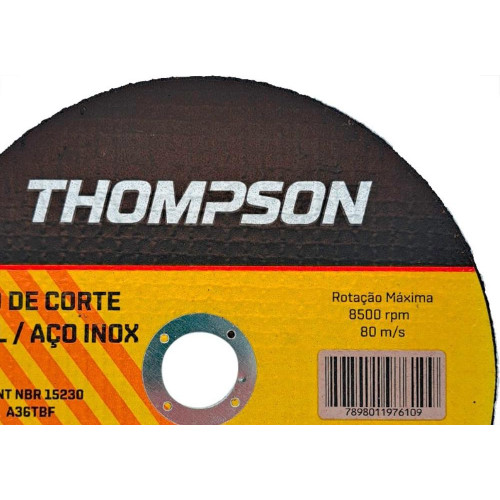 Disco Aco Inox Thompson - 7''X1/16''X7/8'' Fino 1,6Mm - Kit C/10 Pecas