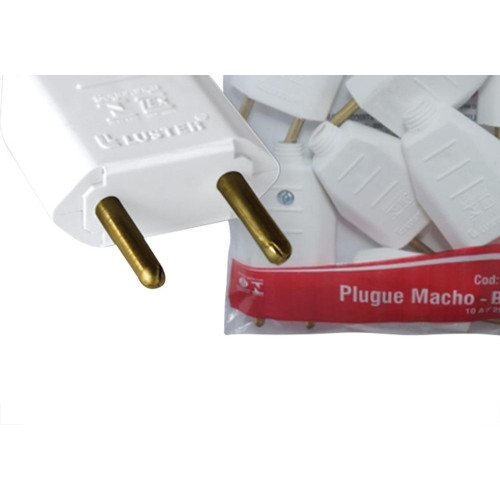 Pino Macho Luster 2 Polos 10A. Branco 2062 - Kit C/10 Pecas
