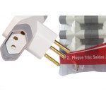 Pino 3 Saidas Luster 2 Polos+Terra 10A. Branco/Cinza - 2044 - Kit C/10 Pecas