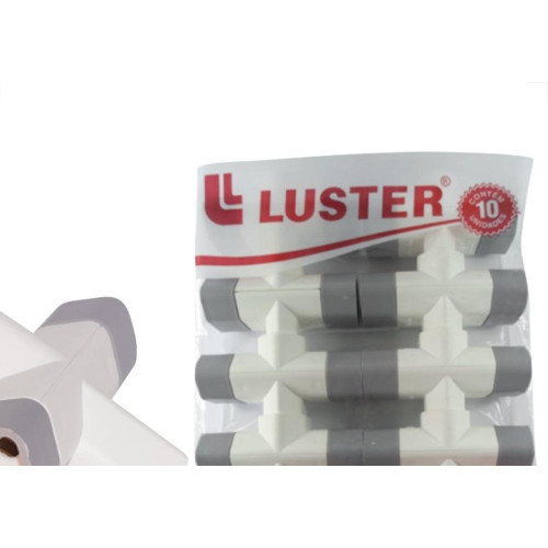 Pino 3 Saidas Luster 2 Polos+Terra 10A. Branco/Cinza - 2044 - Kit C/10 Pecas