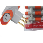 Pino 3 Saidas Luster 2 Polos+Terra 10A. Cinza/Laranja - 2043 - Kit C/10 Pecas