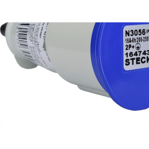 Acoplamento Industrial Femea Steck Newkon 2 Polos+Terra 200V. A 250V. 16A. Azul N3056