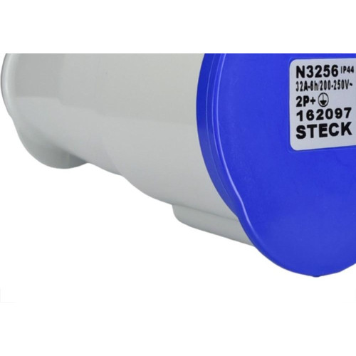 Acoplamento Industrial Femea Steck Newkon 2 Polos+Terra 200V. A 250V. 32A. Azul N3256