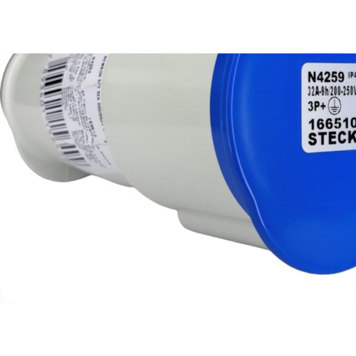 Acoplamento Industrial Femea Steck Newkon 3 Polos+Terra 200V. A 250V. 32A. Azul N4259