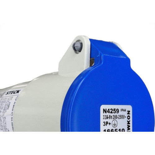 Acoplamento Industrial Femea Steck Newkon 3 Polos+Terra 200V. A 250V. 32A. Azul N4259