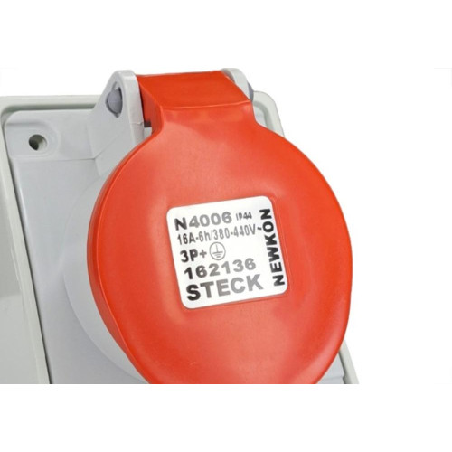 Tomada Industrial Sobrepor Steck Newkon 3 Polos+Terra 380V. A 440V. 16A. Vermelha - N4006