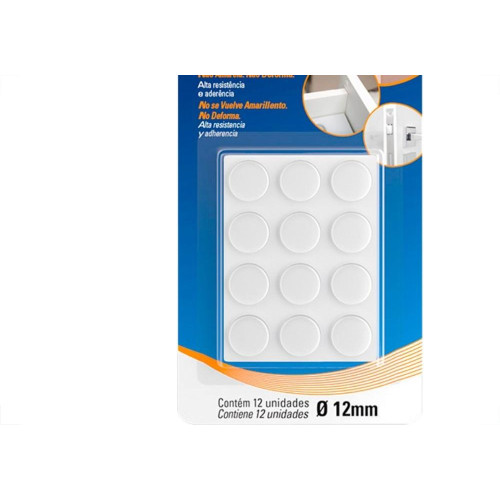 Anti Impacto Adesivo Tekbond Redondo 12Mm Com 12 Pecas