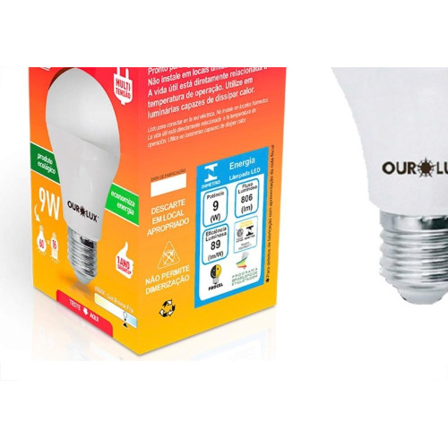 Lampada Led Bulbo Ourolux A60 - 9W. 6500K.