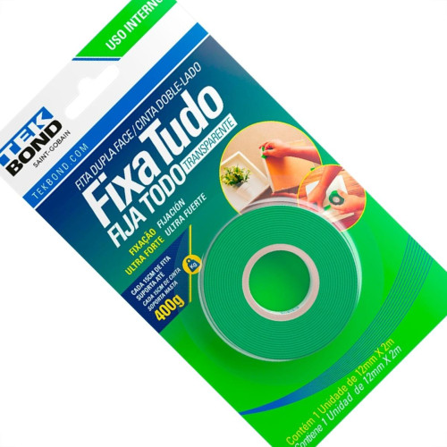 Fita Dupla Face Tekbond Acrilica Fixa Tudo Interna Externa 12Mm X 2M