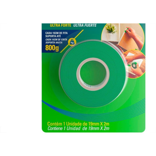 Fita Dupla Face Tekbond Acrilica Fixa Tudo Interna 19Mm X 2M