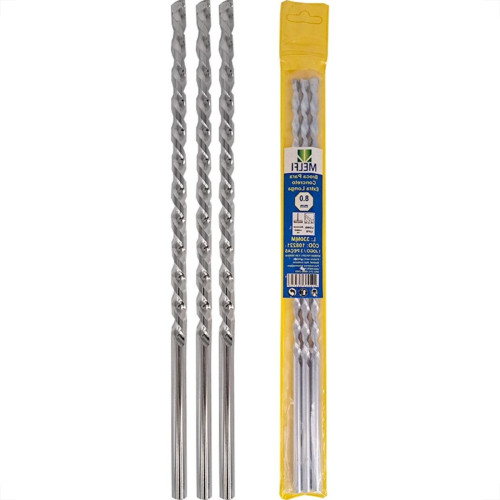 Broca Widea Extra Longa Melfi 8 Mm - Kit C/3 Pecas