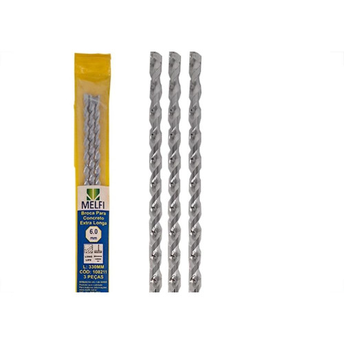 Broca Widea Extra Longa Melfi 6 Mm - Kit C/3 Pecas