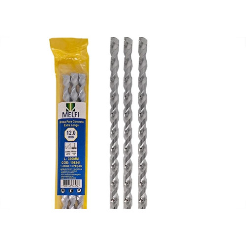 Broca Widea Extra Longa Melfi 12 Mm - Kit C/3 Pecas