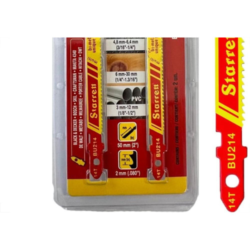 Serra Tico-Tico Lamina Starrett Multi Bi-Metal Com 2 Pecas Bu214-2 - 50Mm - 14T